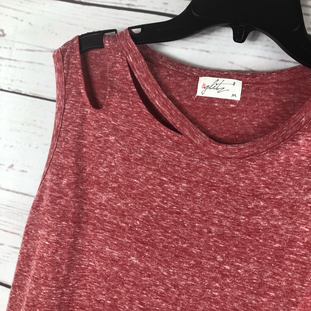 📦Glitz Small side slit on shoulders red scarlet - Picture 2 of 8